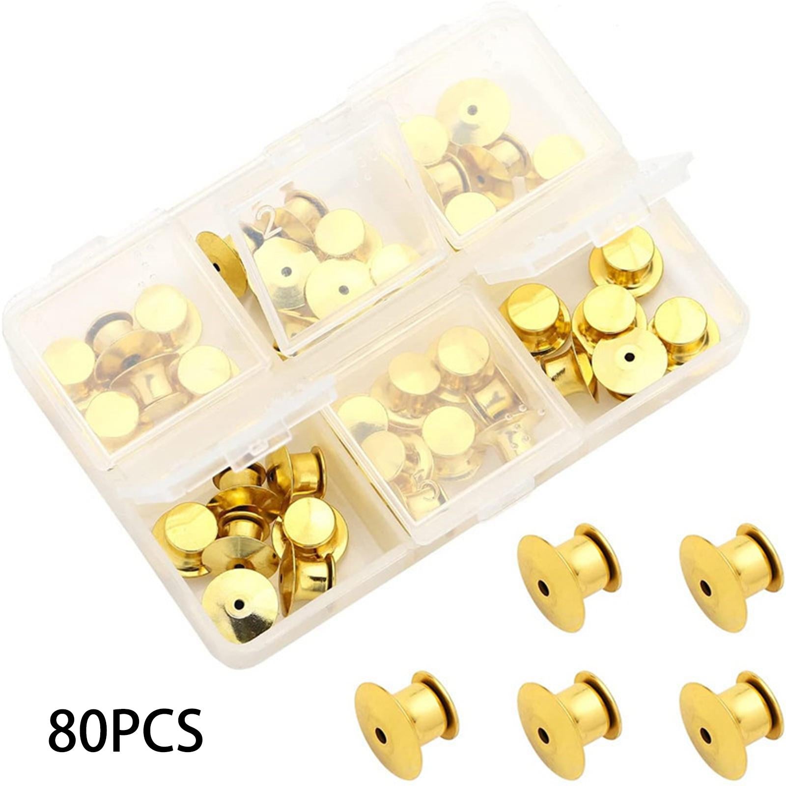 80x Metal Locking Pin Backs Clasp Locking Clasp Pins Keepers Multi-Purpose Gold