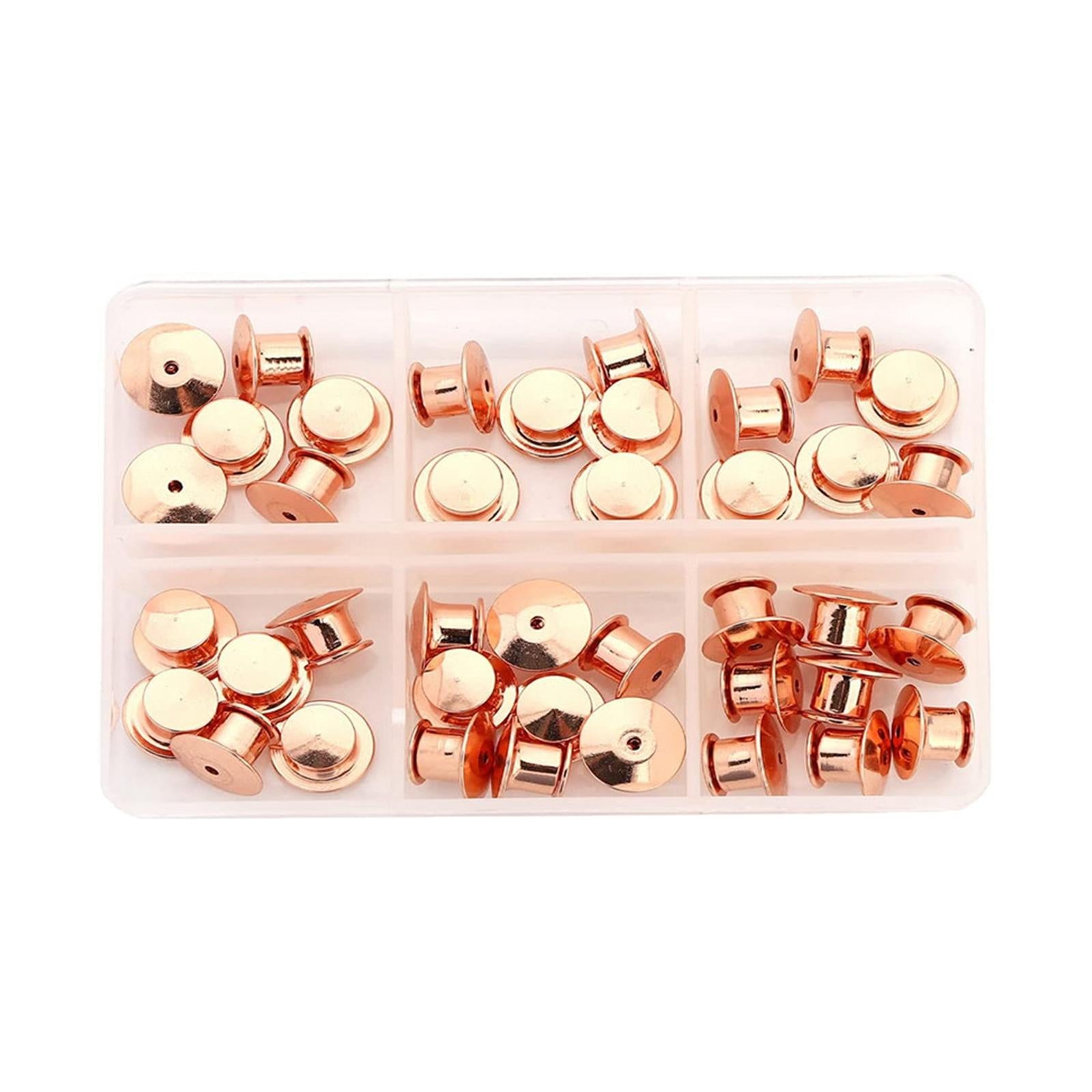 80x Metal Locking Pin Backs Clasp Locking Clasp Pins Keepers Multi-Purpose Rose Gold