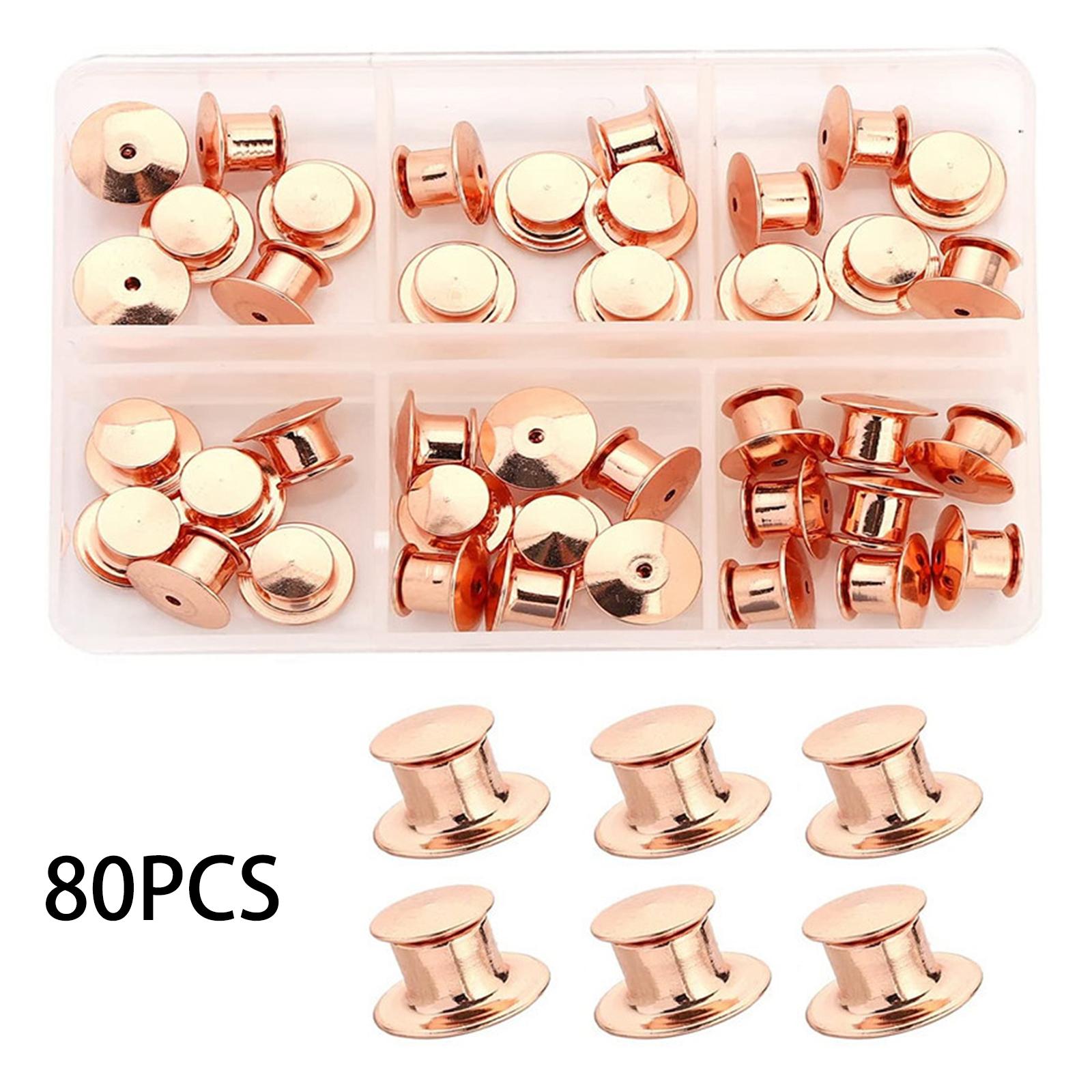 80x Metal Locking Pin Backs Clasp Locking Clasp Pins Keepers Multi-Purpose Rose Gold
