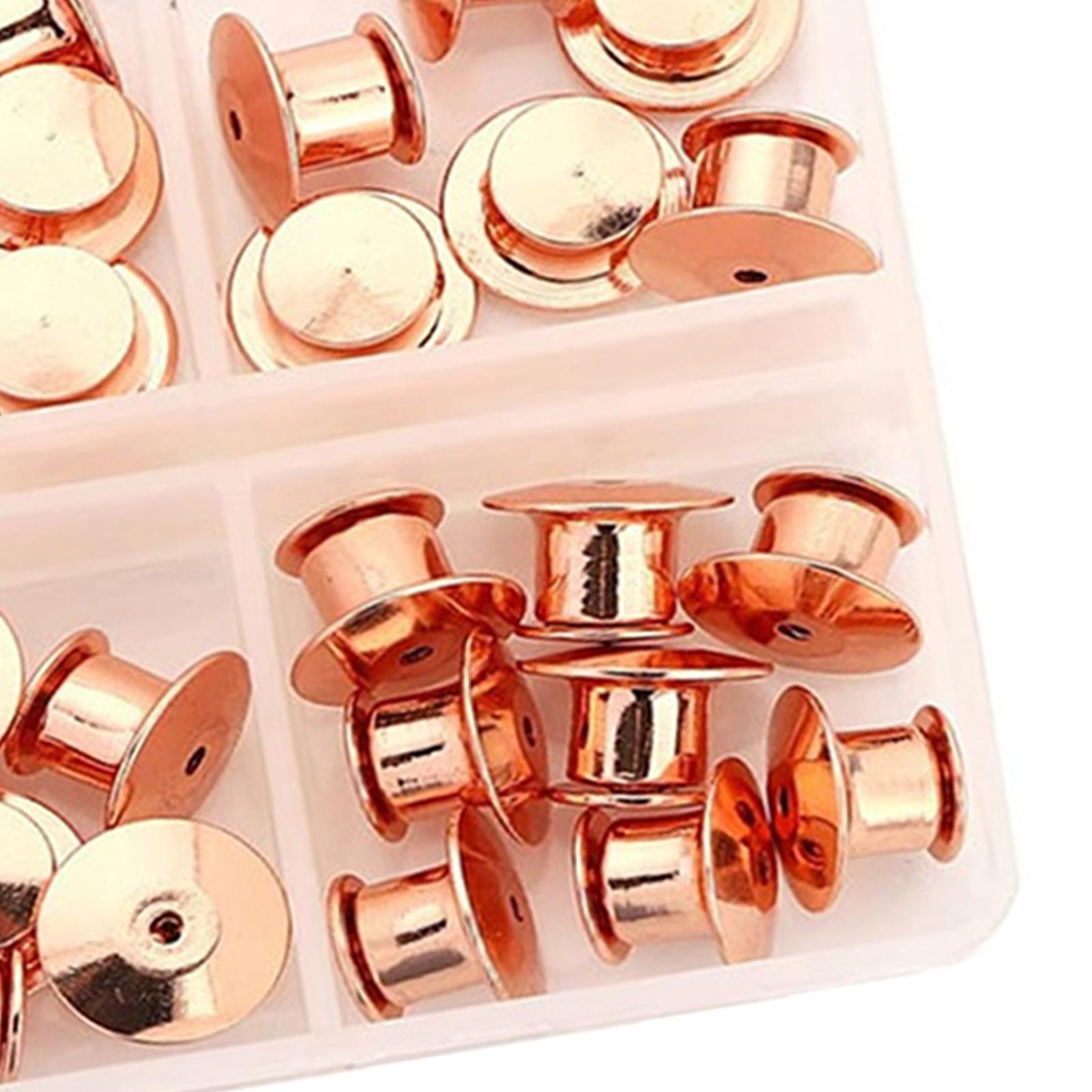 80x Metal Locking Pin Backs Clasp Locking Clasp Pins Keepers Multi-Purpose Rose Gold
