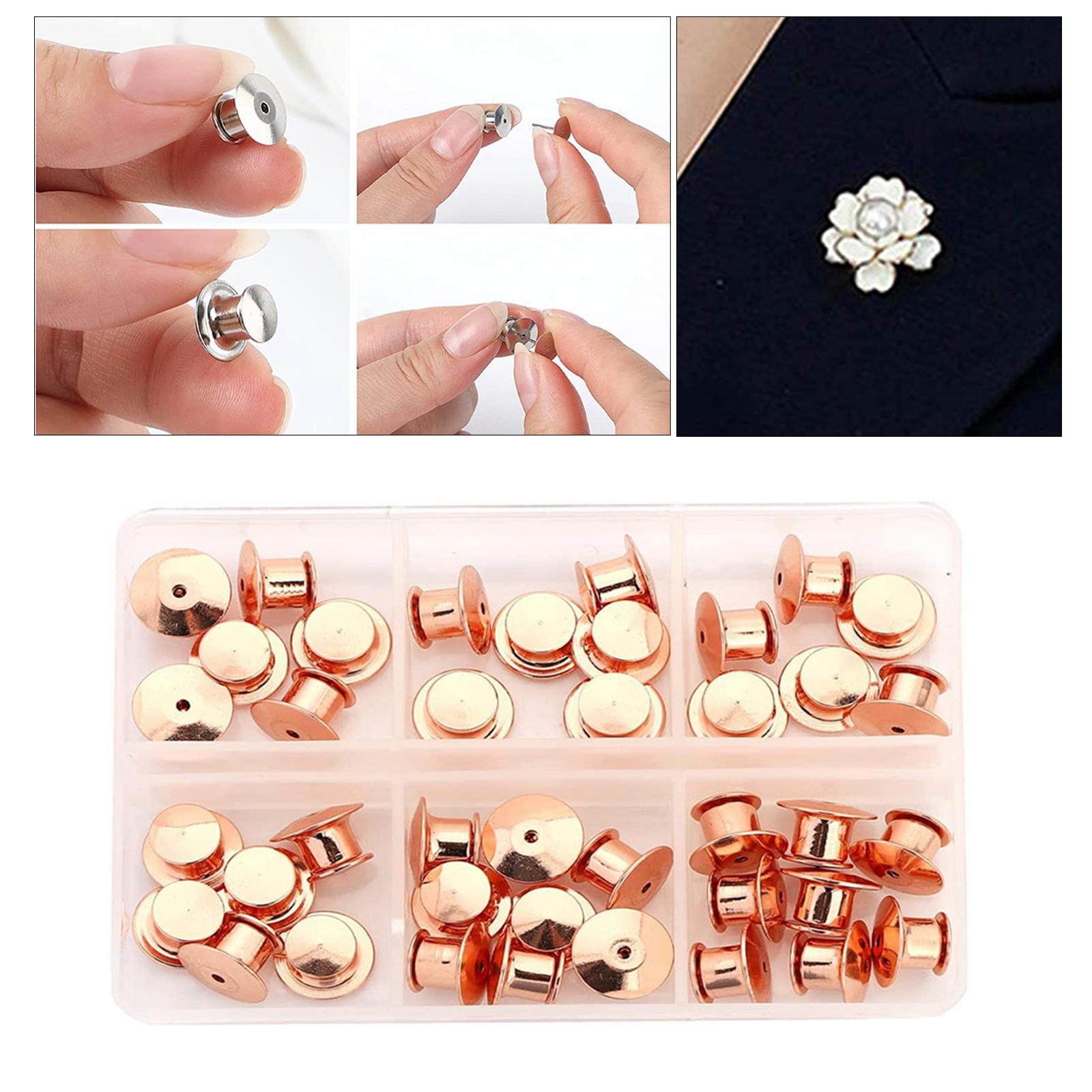 80x Metal Locking Pin Backs Clasp Locking Clasp Pins Keepers Multi-Purpose Rose Gold