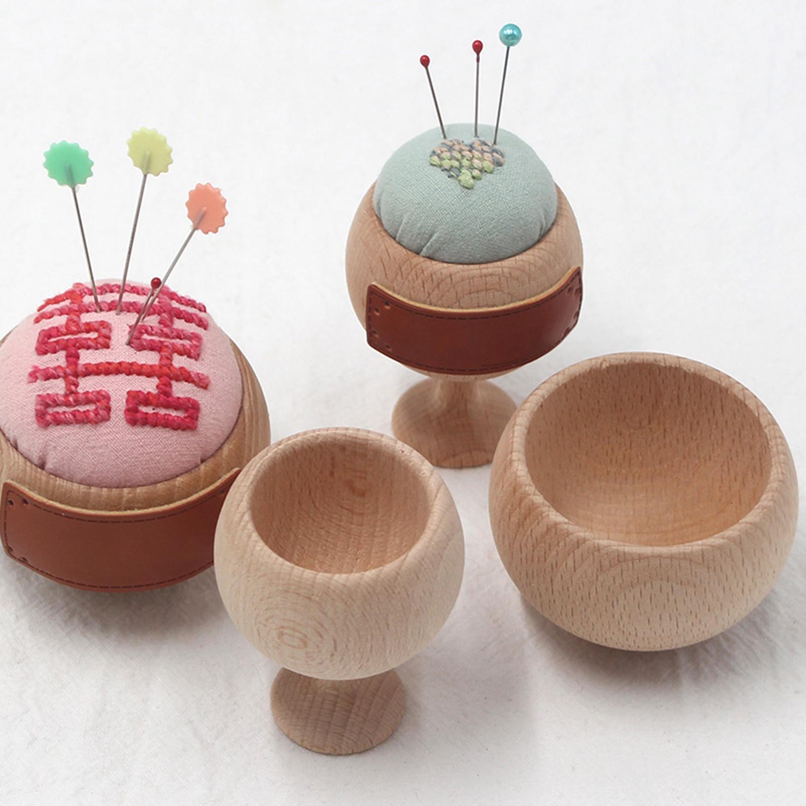 Sewing Needles Holder DIY Holder Accessory Wooden Bowl Pin Pillow Handcraft