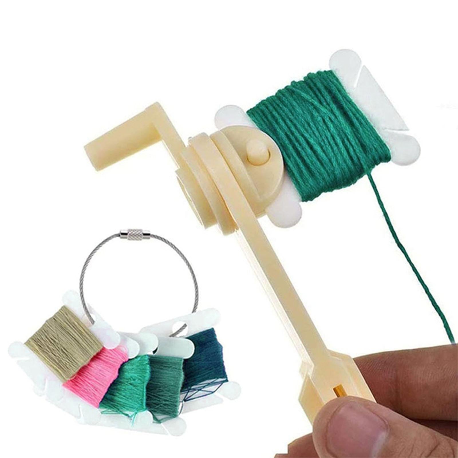 120x Plastic Floss Bobbins with Bobbin Winder Thread Cards for Cross Stitch