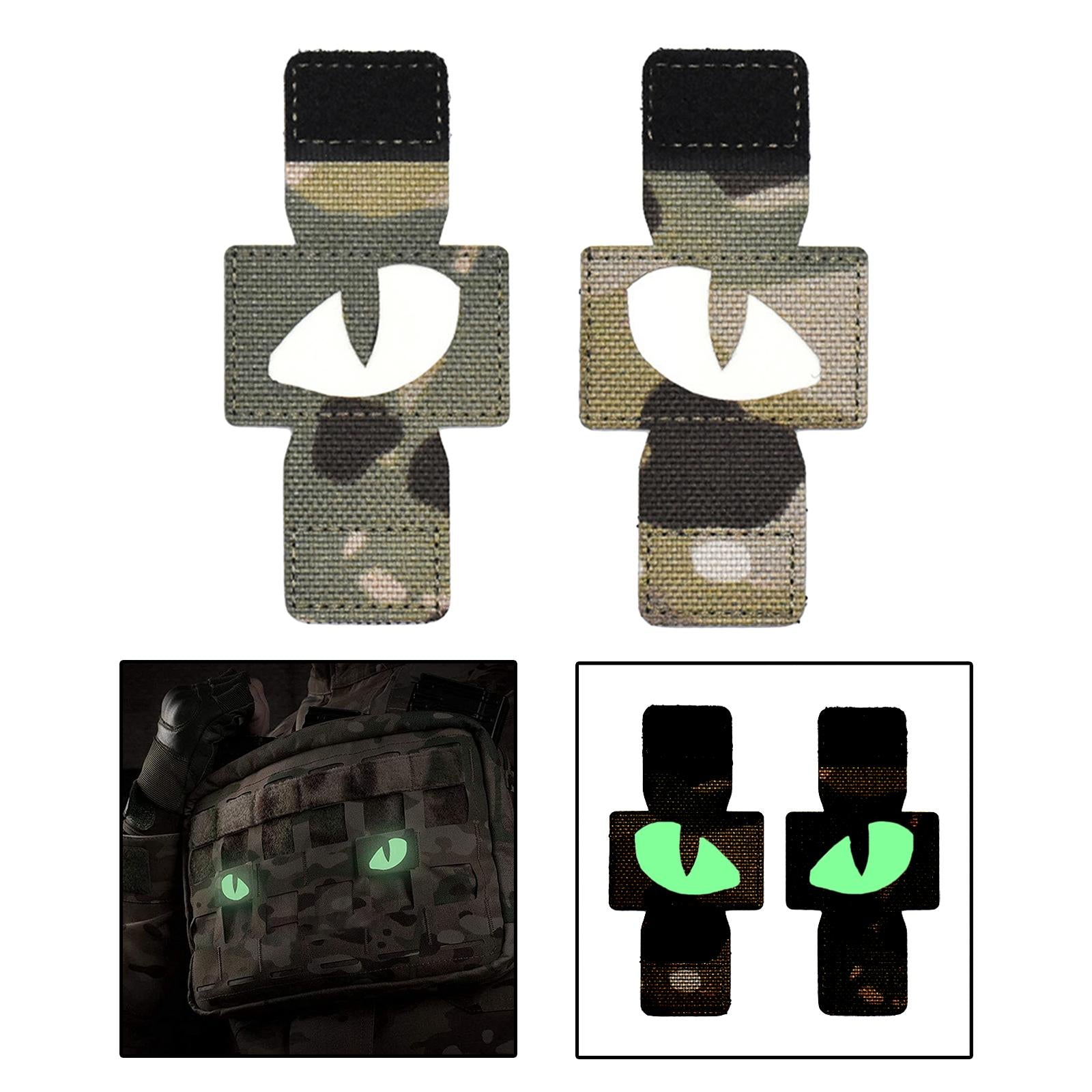 2Pcs Cloth Cat Eyes Patches Luminous Armband for Clothing Uniform Pants Hats