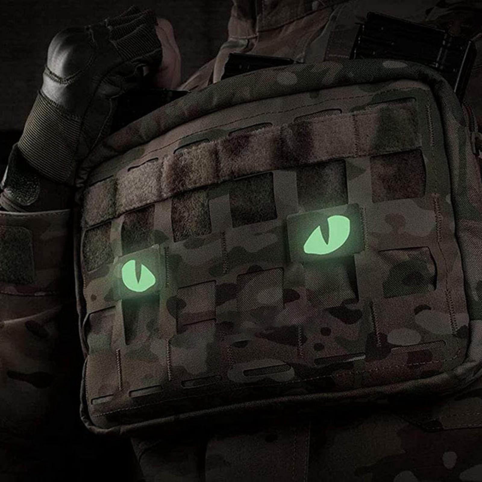 2Pcs Cloth Cat Eyes Patches Luminous Armband for Clothing Uniform Pants Hats