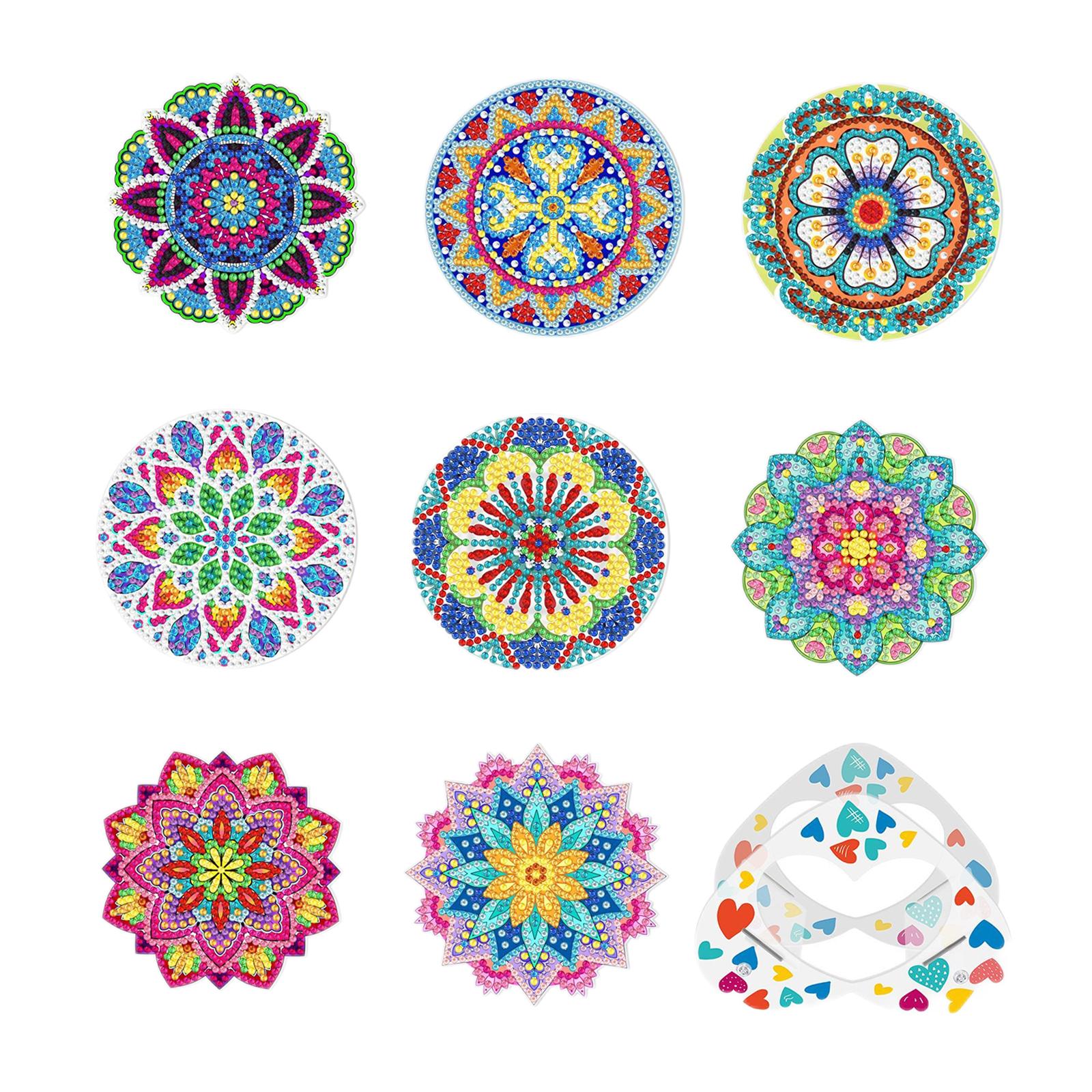 8 Pieces Diamond Painting Coasters DIY with Holder Kit for Adults Gift DIY