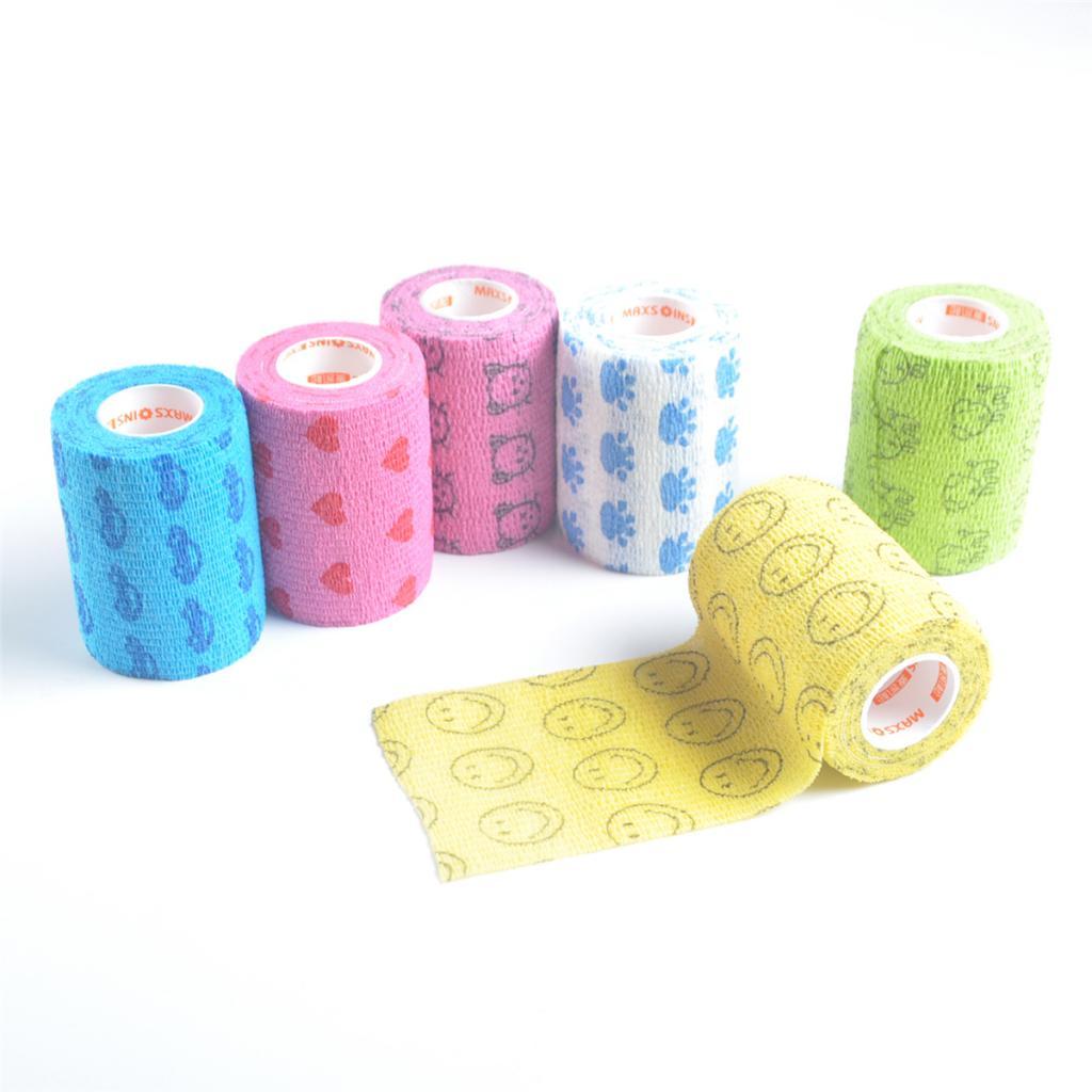 Elastic Non-Woven Self Adhesive Cohesive Wrap Bandage Tape Roll 3 inch Blue