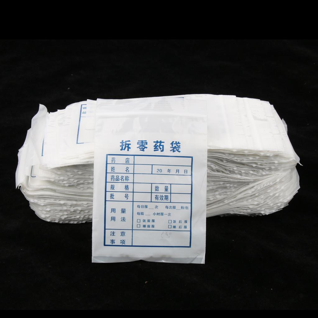 100 Pieces Reclosable Small Pill Storage Container Bag For Medicine Write On