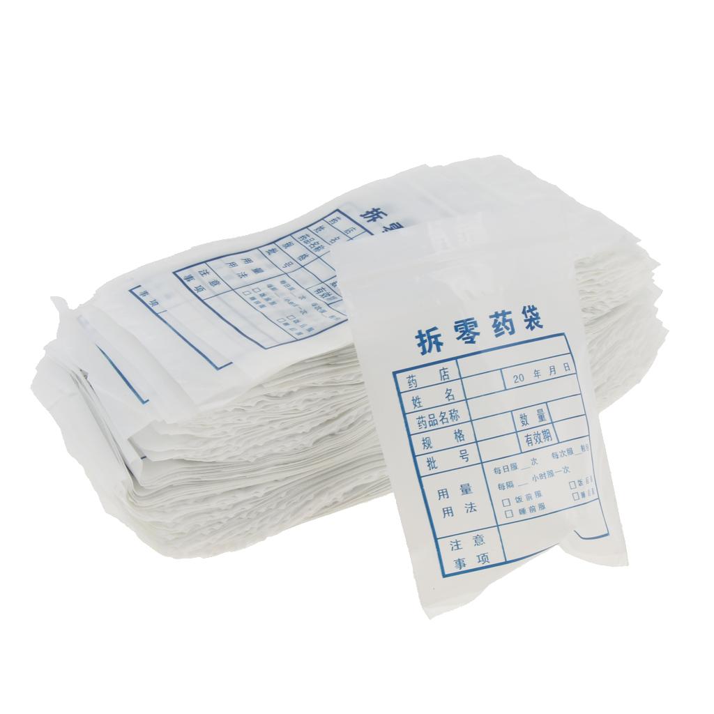 100 Pieces Reclosable Small Pill Storage Container Bag For Medicine Write On