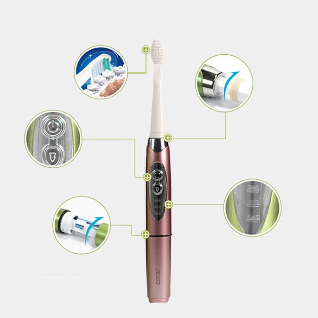 Adults Electric Soft Toothbrush Oral Care Toothbrush + 2 Brush Head Pink