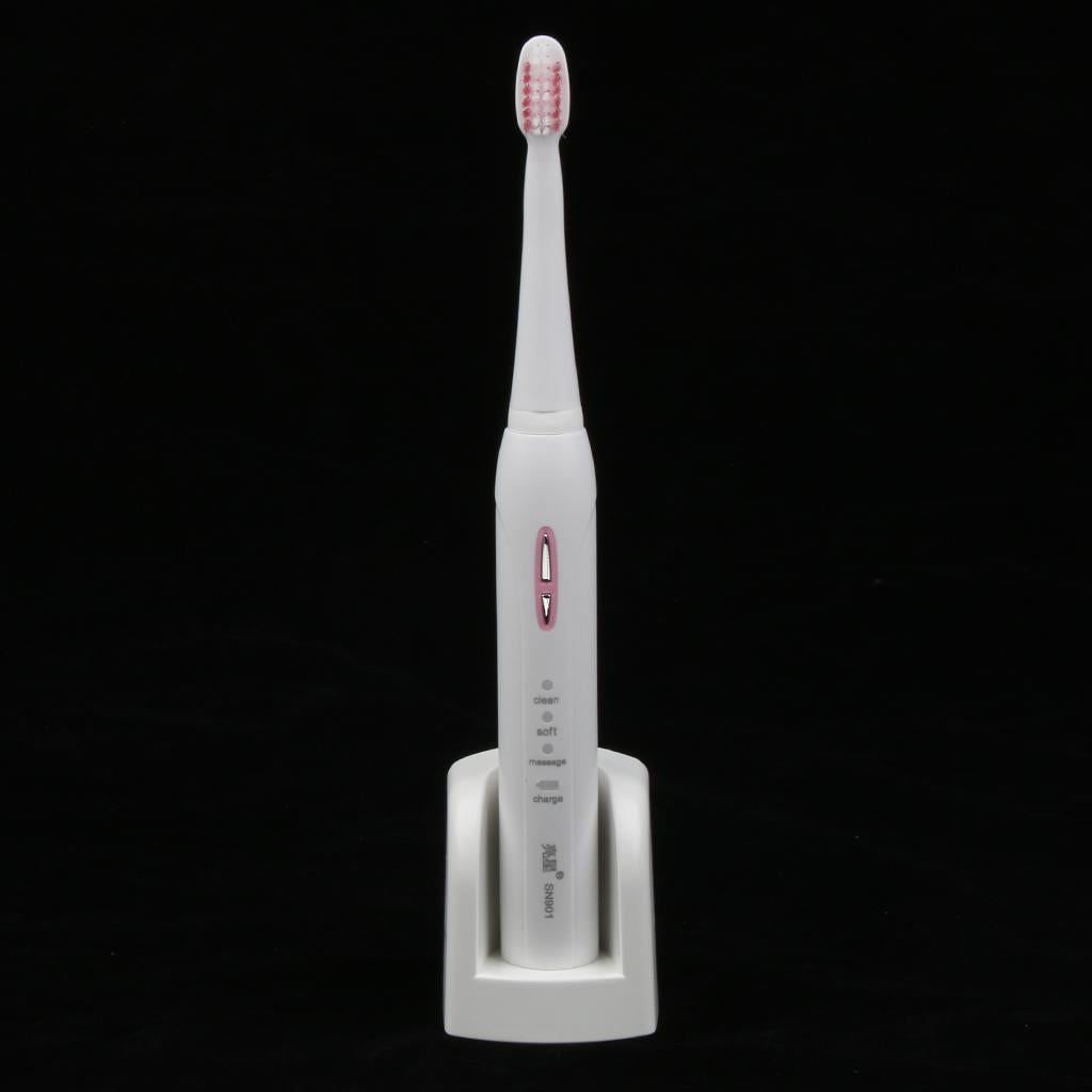 Adults Electric Soft Toothbrush Oral Care Toothbrush + 3 Brush Head Pink