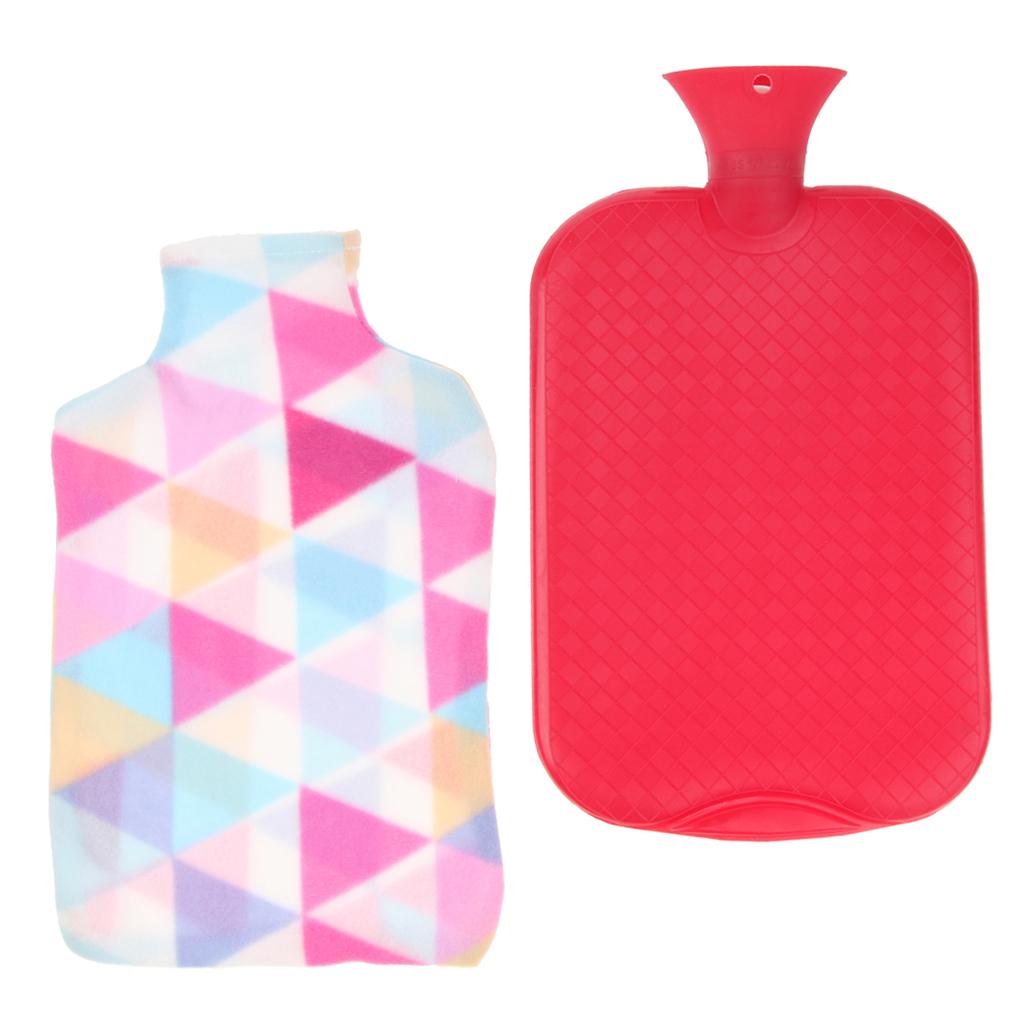 3L Large Hot Heat Warm Water Bottle Thicker Warming Bag with Cover Red