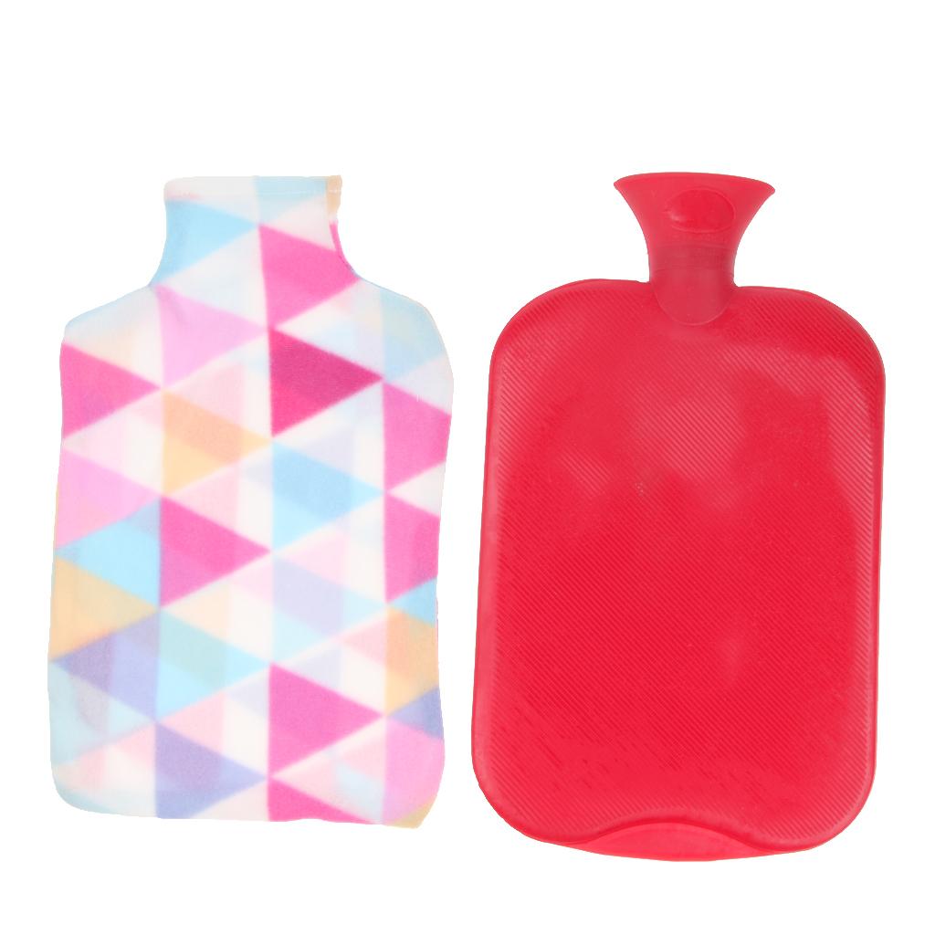 3L Large Hot Heat Warm Water Bottle Thicker Warming Bag with Cover Red