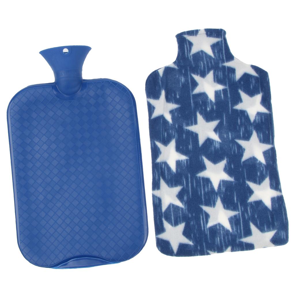 3L Large Hot Heat Warm Water Bottle Thicker Warming Bag with Cover Blue
