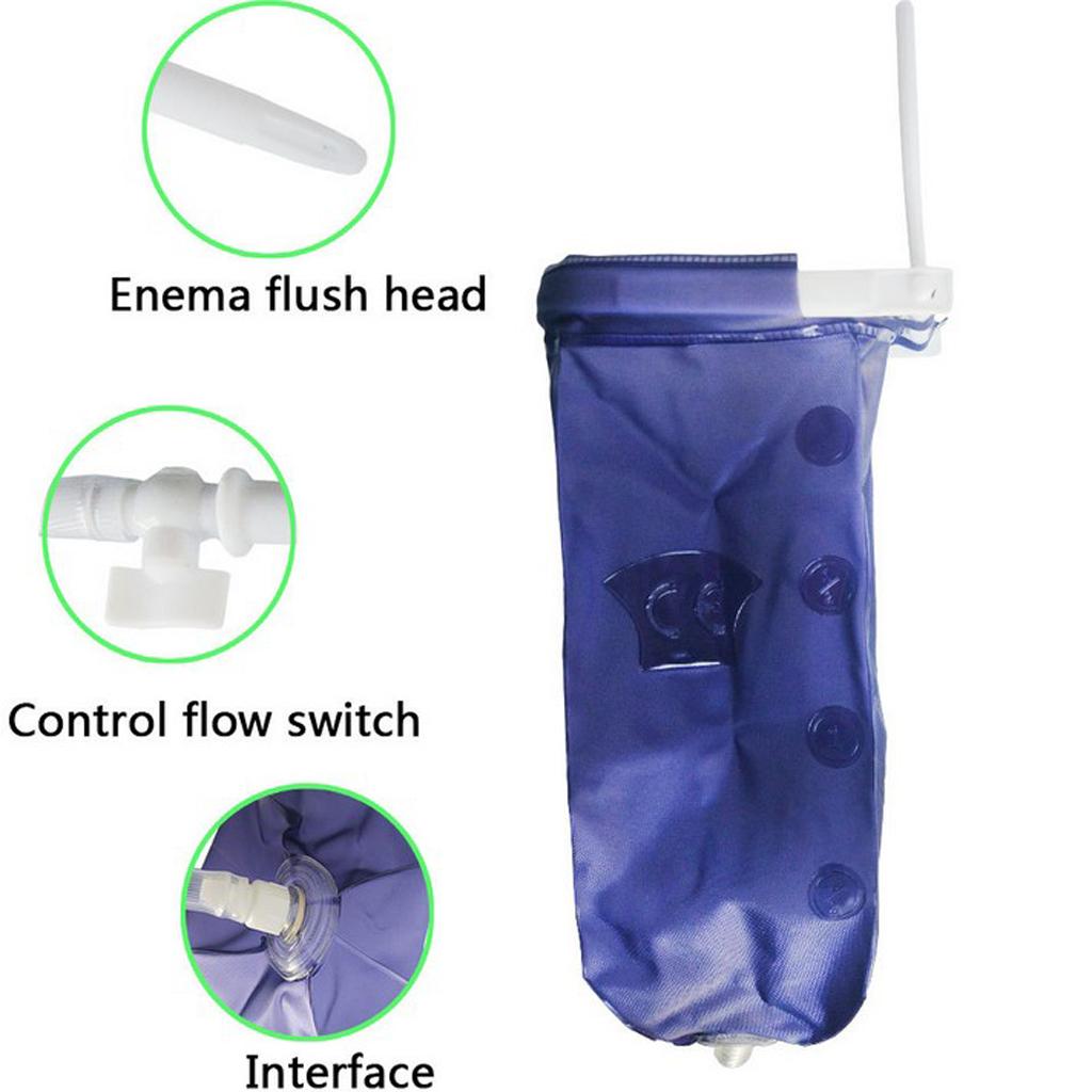 Foldable Women Men Enema Bag Kit Clean Anal Douche with Tips Set 2L Plastic