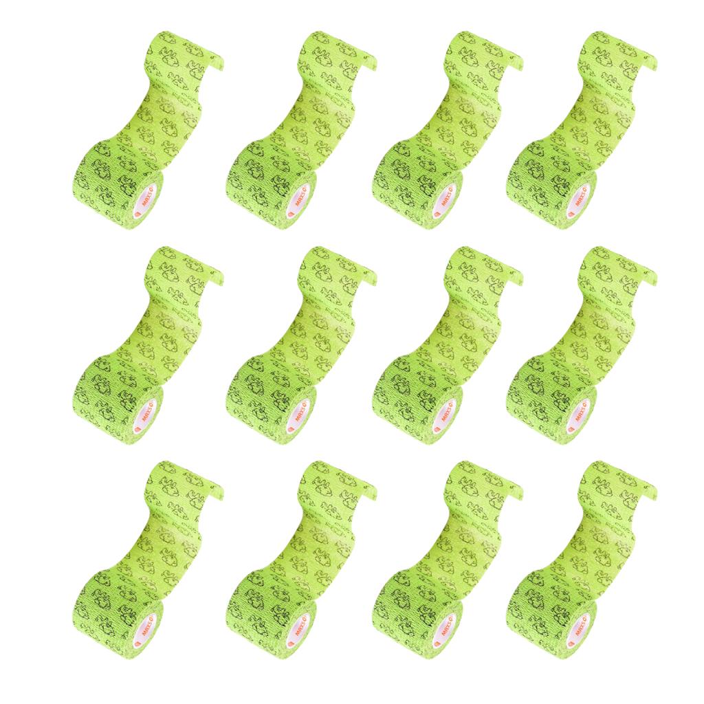 12pcs Non Woven Self Adhesive Cohesive Wrap Bandage Tape Green Dog