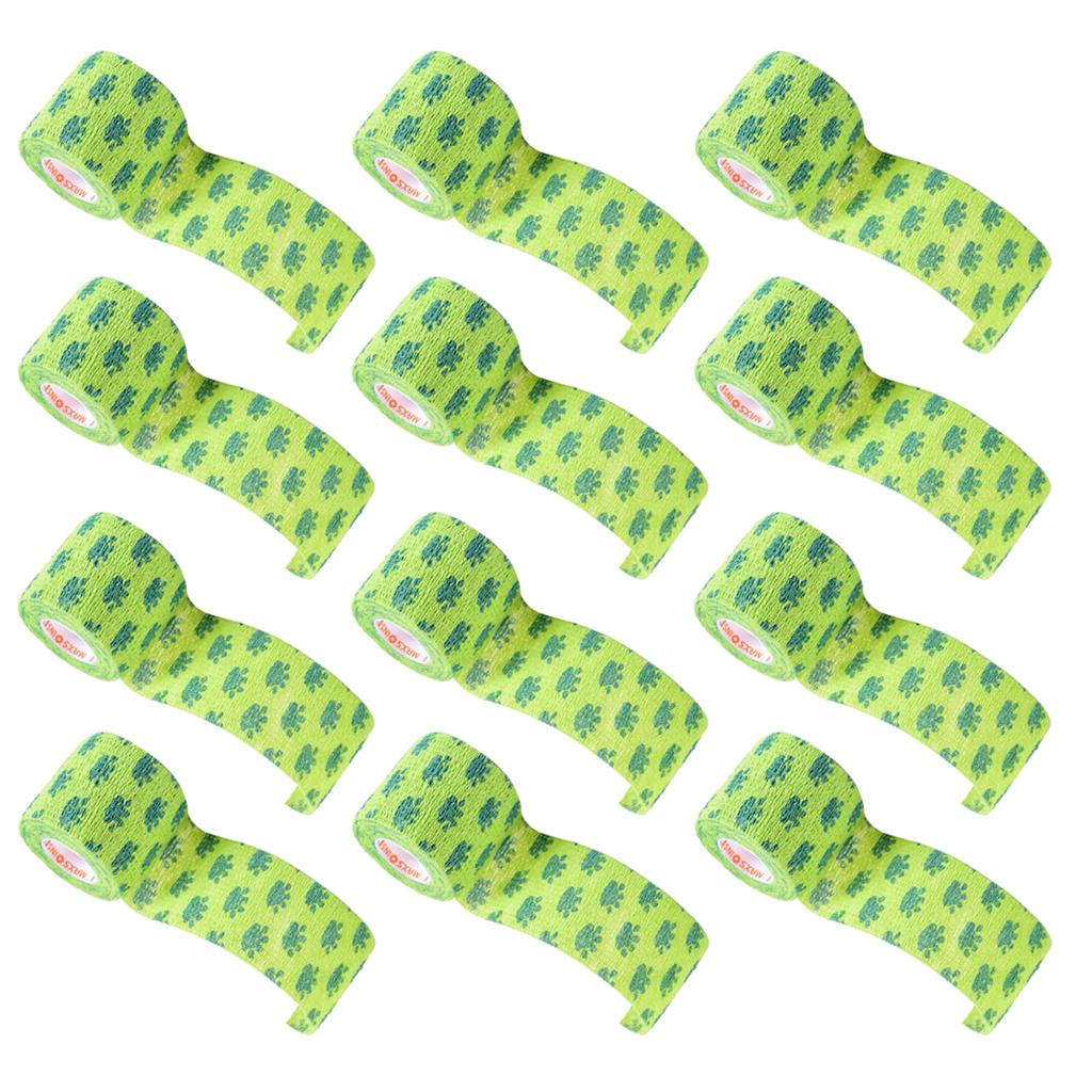 12pcs Non Woven Self Adhesive Cohesive Wrap Bandage Tape Green