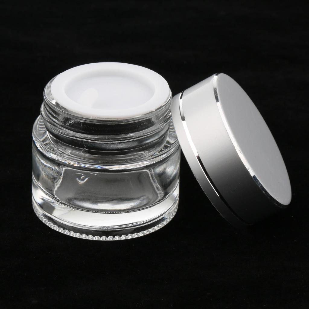 5 Pieces Empty Refillable Cosmetic Containers Round Glass Jars for Cream 5g