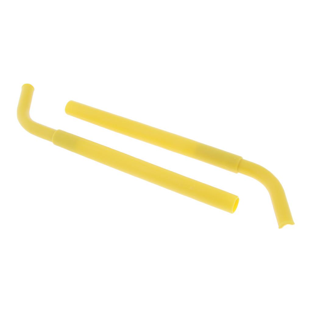 2pcs Silicone Flexible Reusable Straight Bendy Drinking Straws Dark Yellow