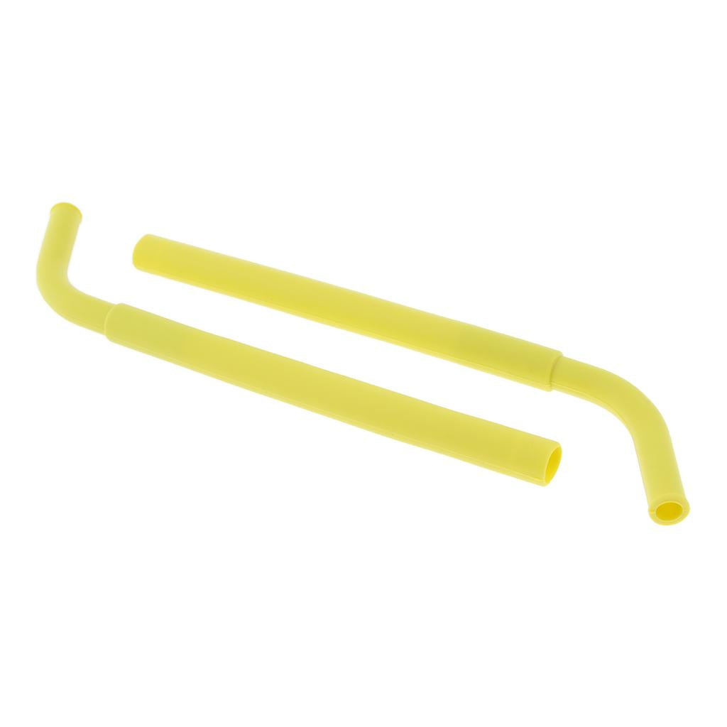 2pcs Silicone Flexible Reusable Straight Bendy Drinking Straws Yellow
