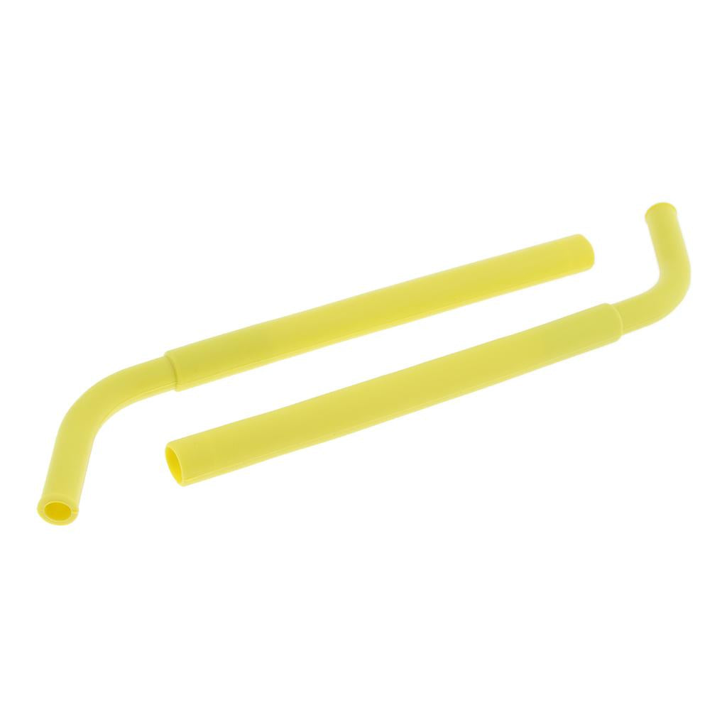 2pcs Silicone Flexible Reusable Straight Bendy Drinking Straws Yellow