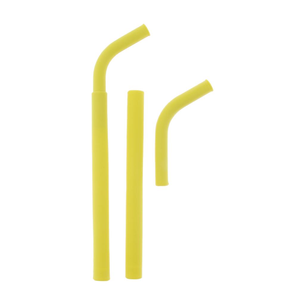 2pcs Silicone Flexible Reusable Straight Bendy Drinking Straws Yellow