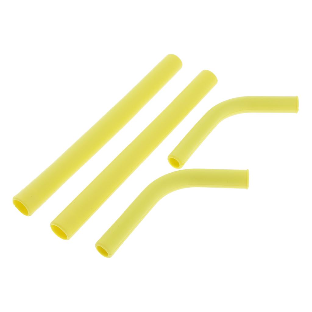 2pcs Silicone Flexible Reusable Straight Bendy Drinking Straws Yellow