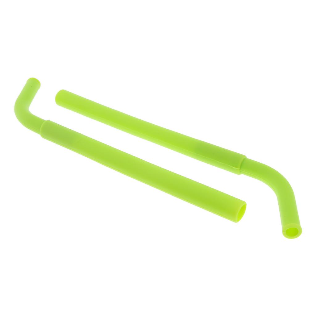 2pcs Silicone Flexible Reusable Straight Bendy Drinking Straws Dark Green
