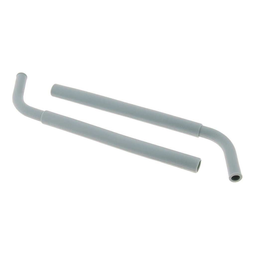 2pcs Silicone Flexible Reusable Straight Bendy Drinking Straws Gray