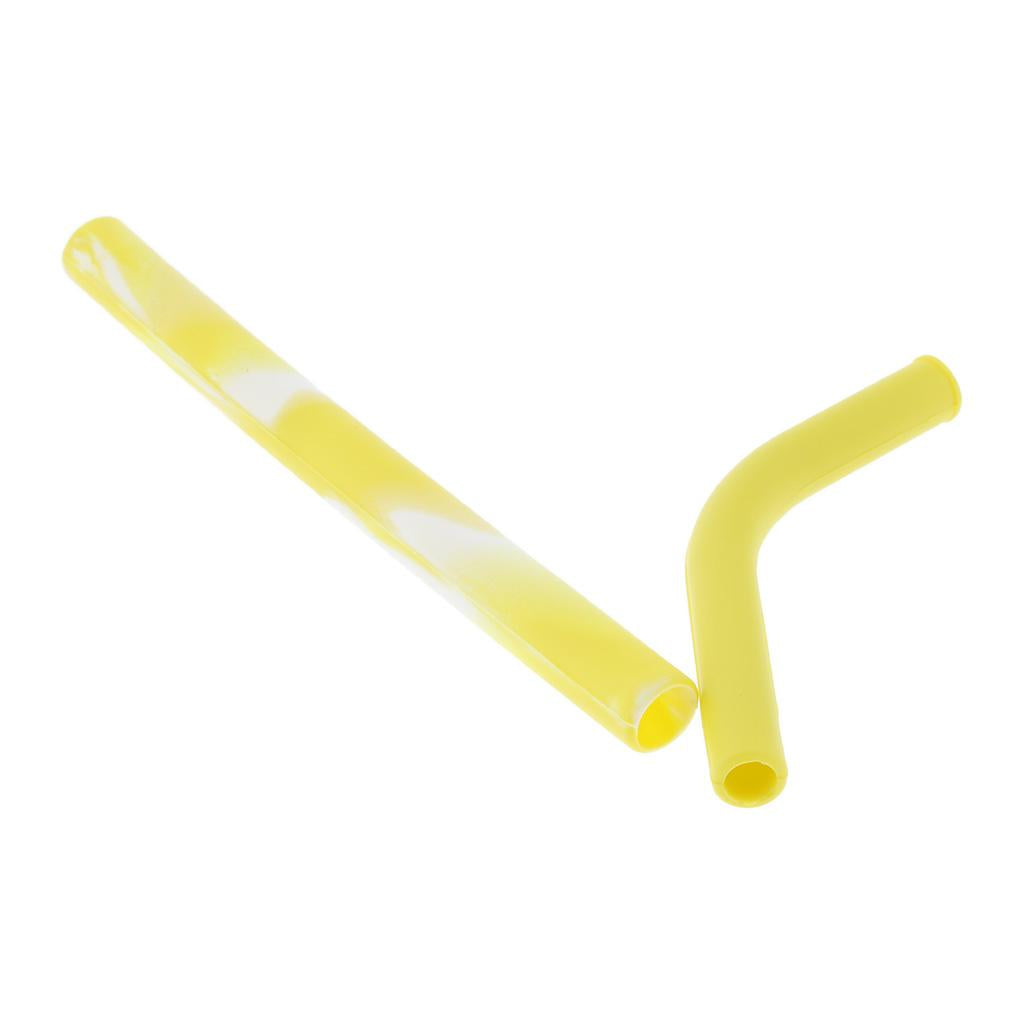 2 Pieces Silicone Folding Drinking Straws Outdoor Drinkware Deep Yellow