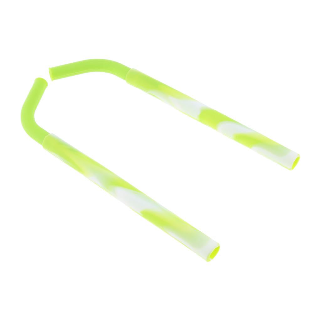 2 Pieces Silicone Folding Drinking Straws Outdoor Drinkware Green