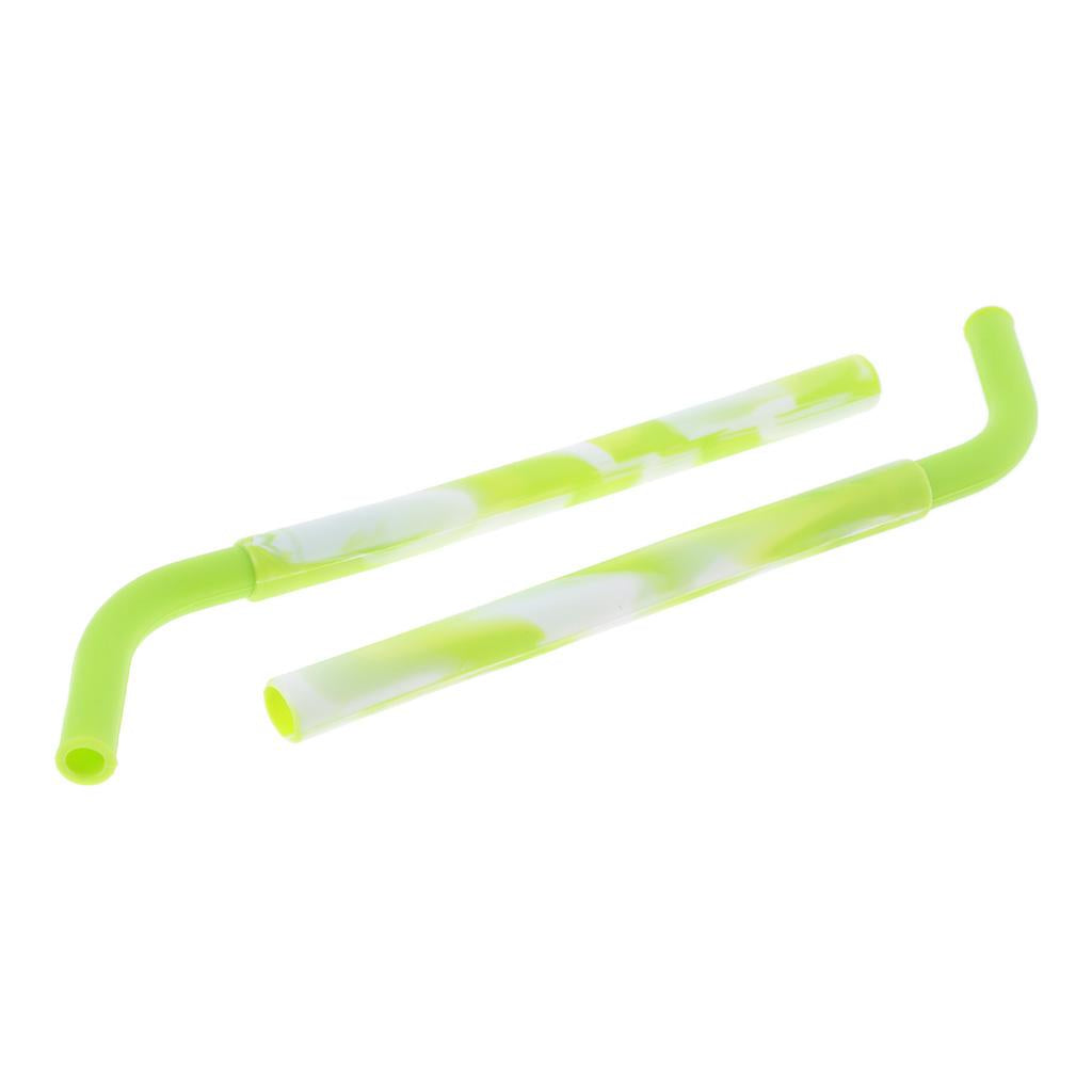 2 Pieces Silicone Folding Drinking Straws Outdoor Drinkware Green