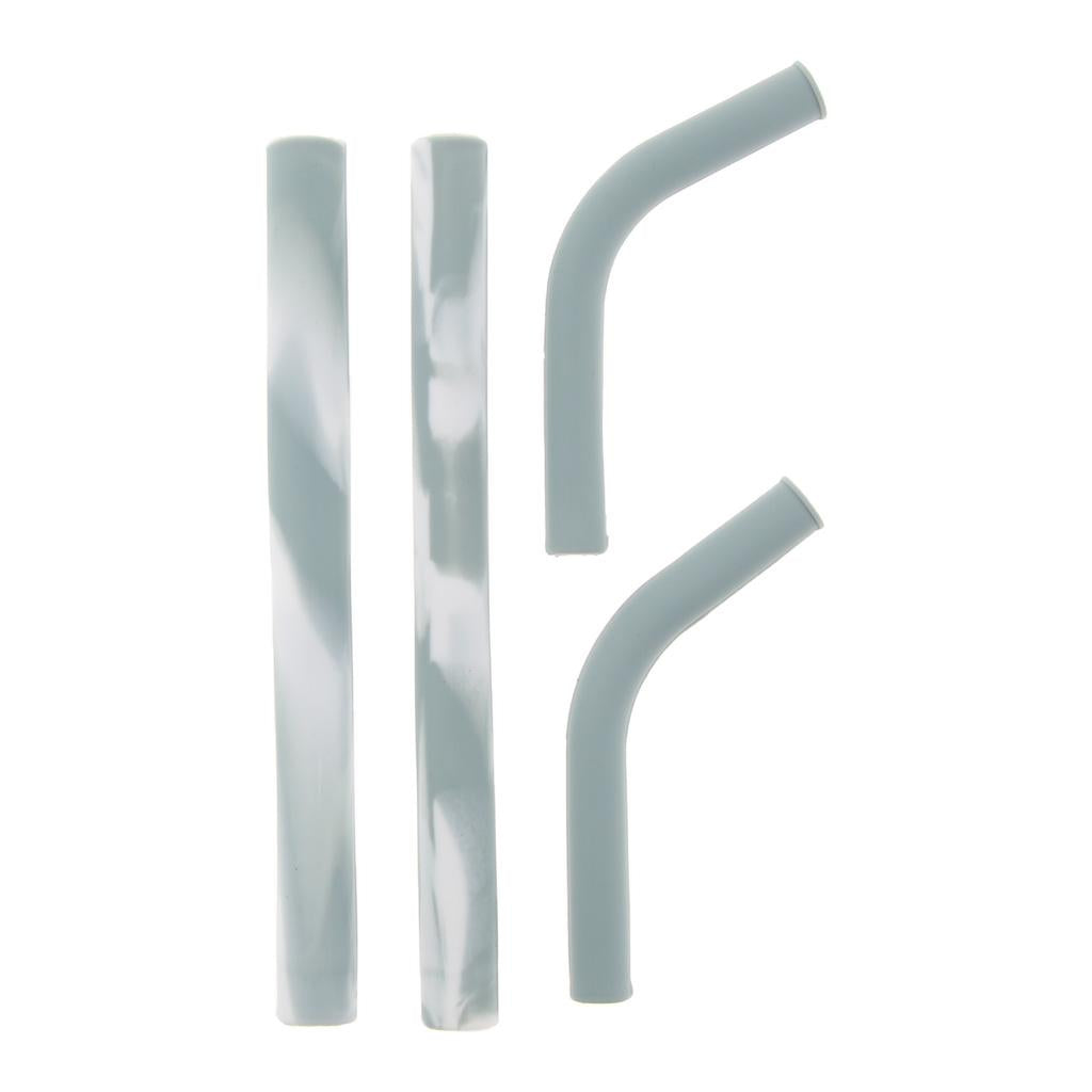 2 Pieces Silicone Folding Drinking Straws Outdoor Drinkware Light Gray