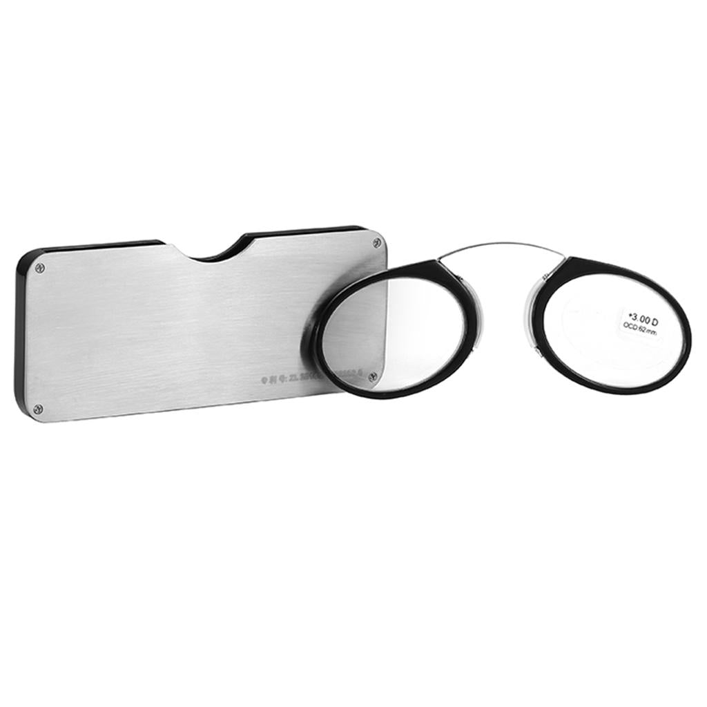 Old Man Nose Resting No Arm Reading Glasses with a Carrying Case 300 Degrees
