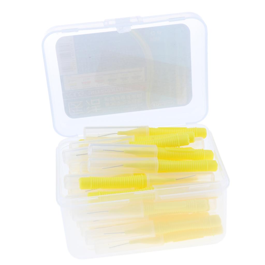 40 Pieces/ Box Dental Interdental Brush Tooth Pick Flosser Toothpick Sticks Yellow 0.4mm