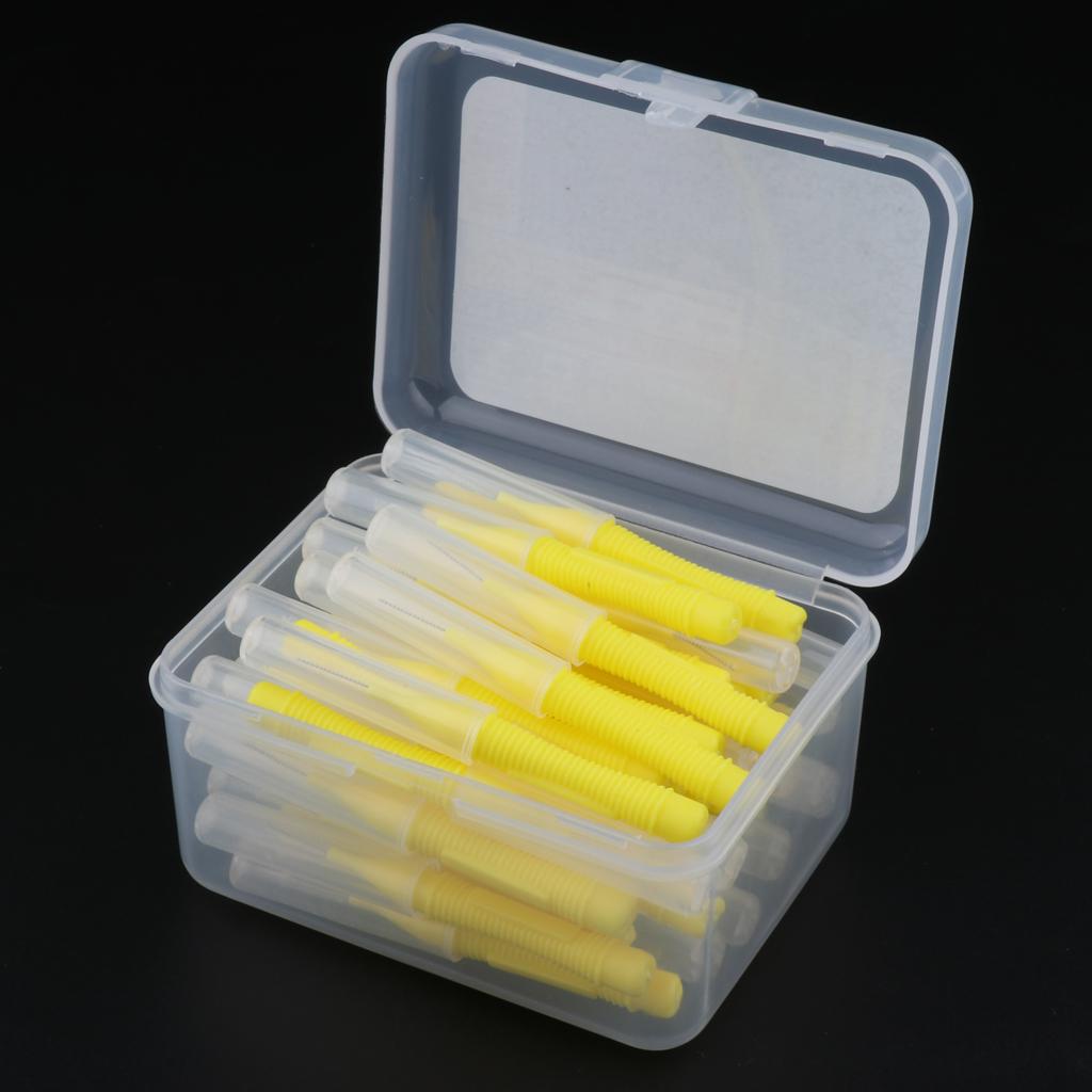 40 Pieces/ Box Dental Interdental Brush Tooth Pick Flosser Toothpick Sticks Yellow 0.4mm