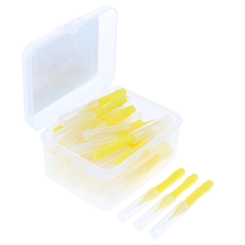 40 Pieces/ Box Dental Interdental Brush Tooth Pick Flosser Toothpick Sticks Yellow 0.4mm