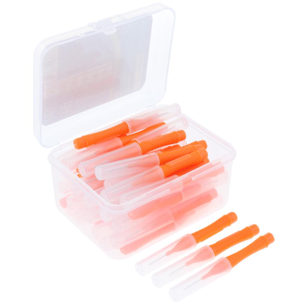 40 Pieces/ Box Dental Interdental Brush Tooth Pick Flosser Toothpick Sticks Orange 0.6mm