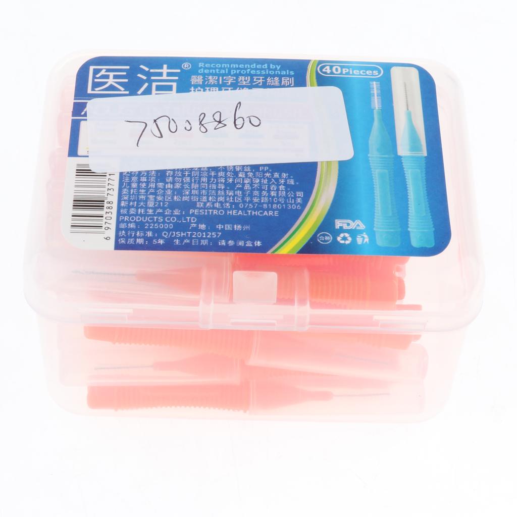 40 Pieces/ Box Dental Interdental Brush Tooth Pick Flosser Toothpick Sticks Orange 0.6mm