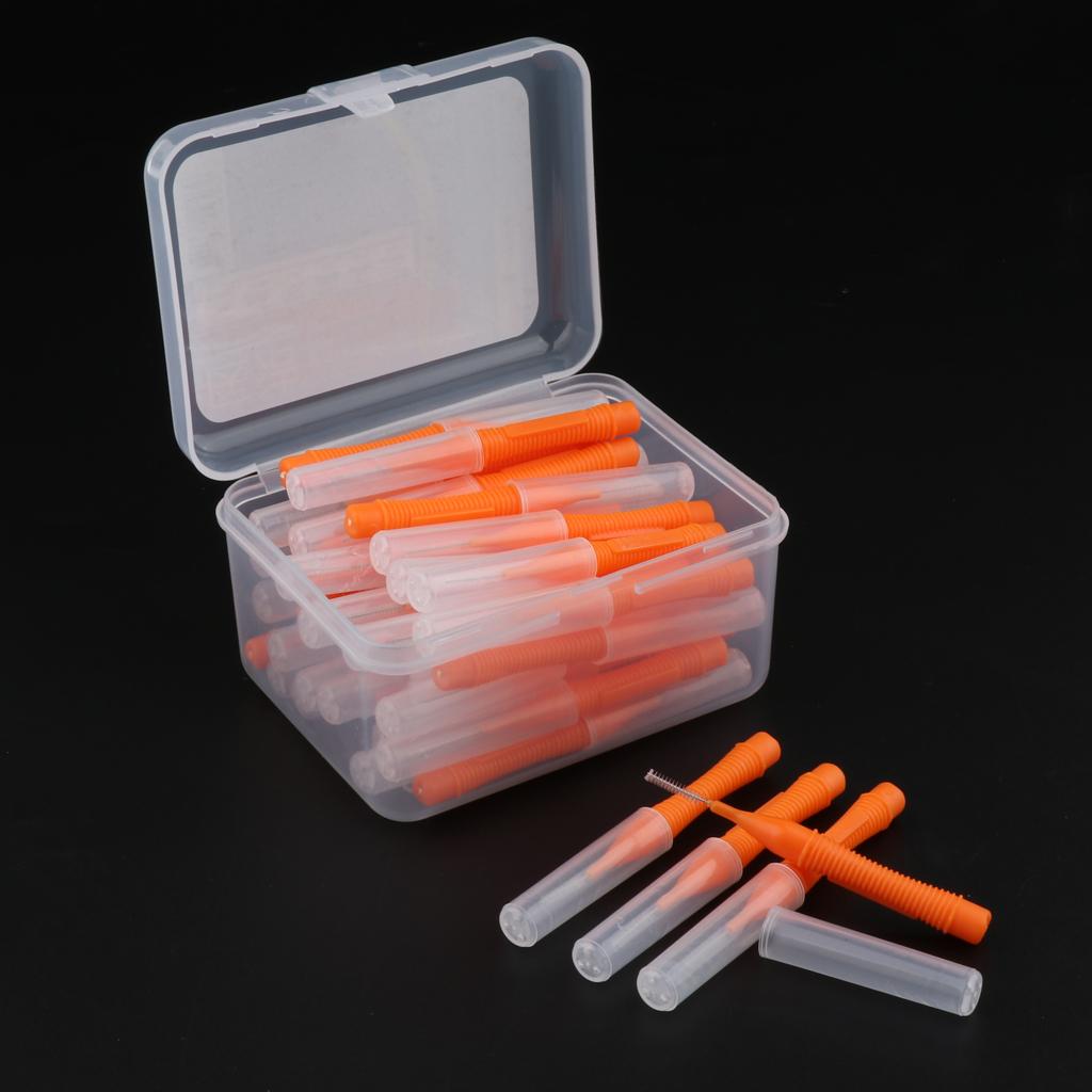 40 Pieces/ Box Dental Interdental Brush Tooth Pick Flosser Toothpick Sticks Orange 0.6mm