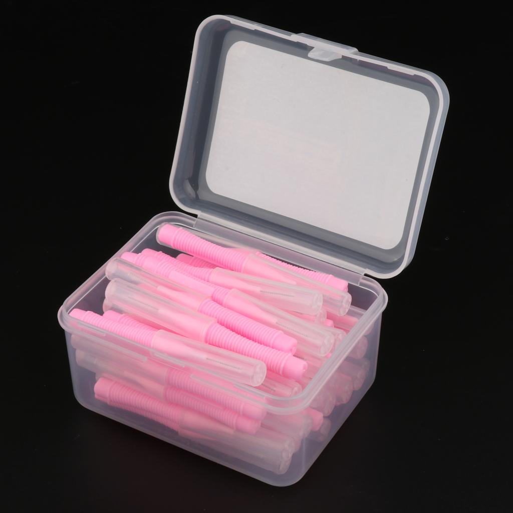 40 Pieces/ Box Dental Interdental Brush Tooth Pick Flosser Toothpick Sticks Pink 0.7mm