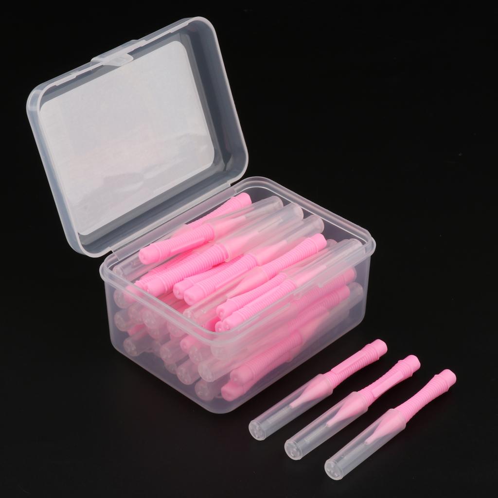 40 Pieces/ Box Dental Interdental Brush Tooth Pick Flosser Toothpick Sticks Pink 0.7mm