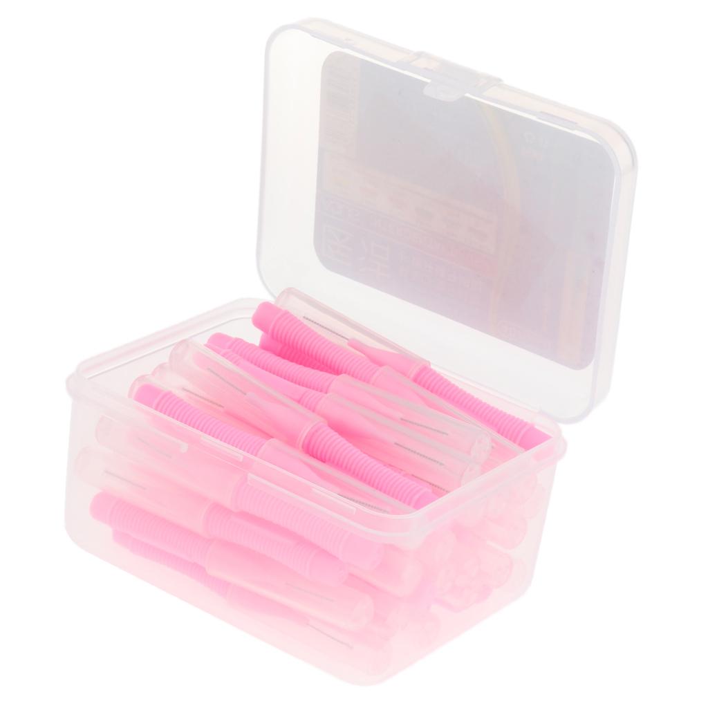 40 Pieces/ Box Dental Interdental Brush Tooth Pick Flosser Toothpick Sticks Pink 0.7mm