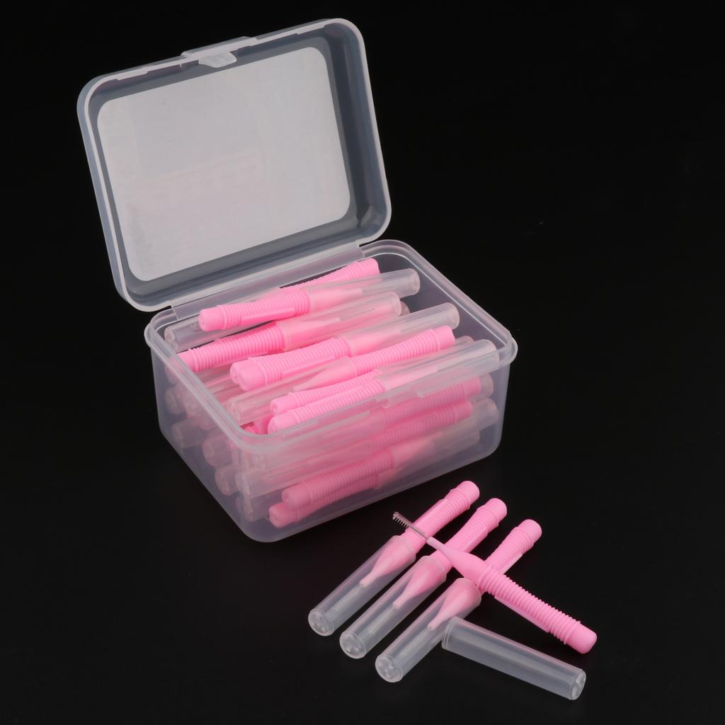 40 Pieces/ Box Dental Interdental Brush Tooth Pick Flosser Toothpick Sticks Pink 0.7mm