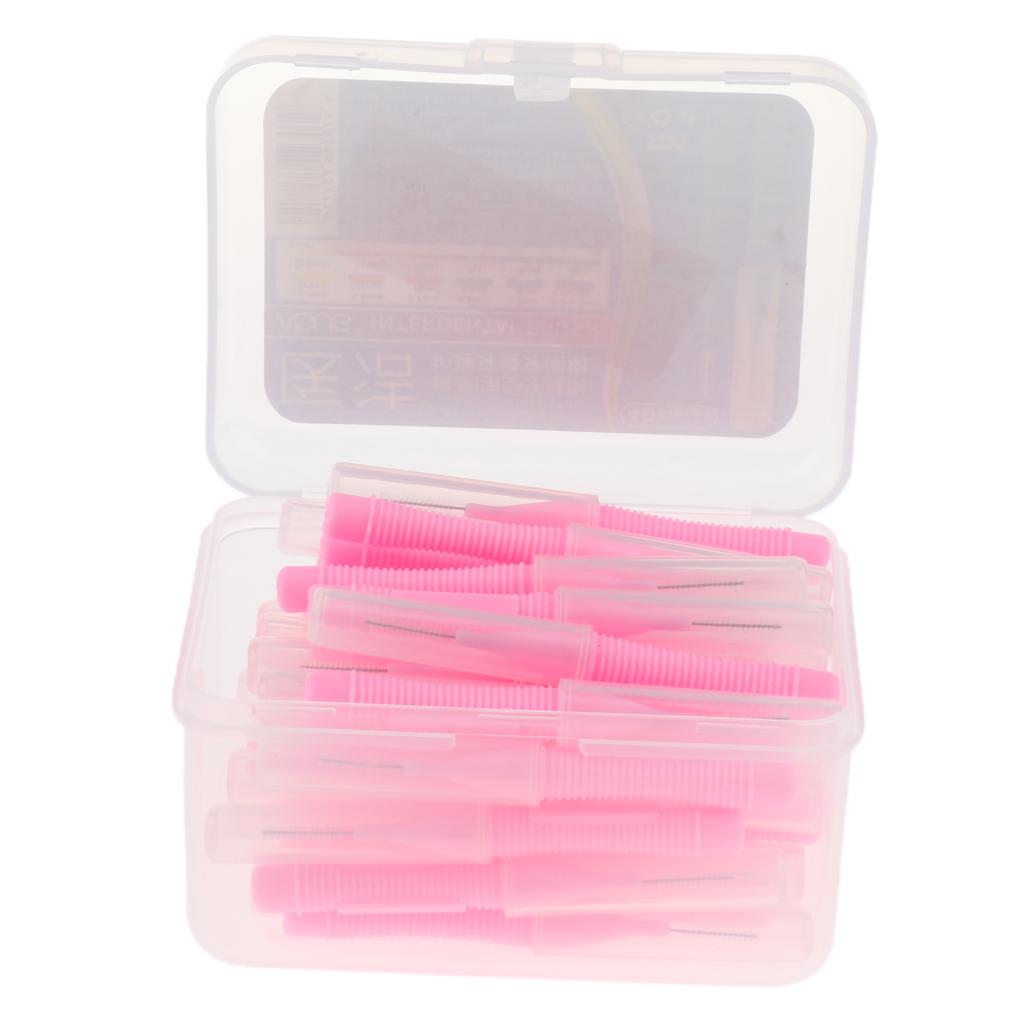 40 Pieces/ Box Dental Interdental Brush Tooth Pick Flosser Toothpick Sticks Pink 0.7mm