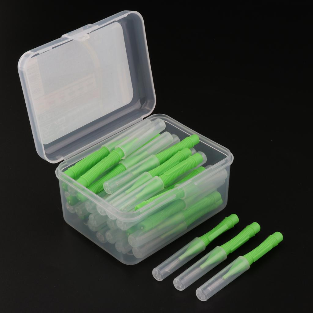 40 Pieces/ Box Dental Interdental Brush Tooth Pick Flosser Toothpick Sticks Green 0.8mm