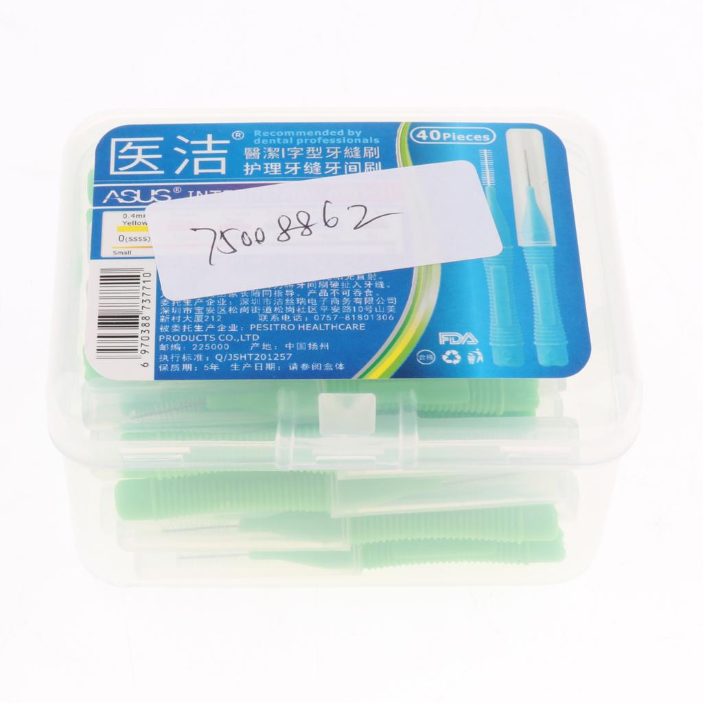 40 Pieces/ Box Dental Interdental Brush Tooth Pick Flosser Toothpick Sticks Green 0.8mm