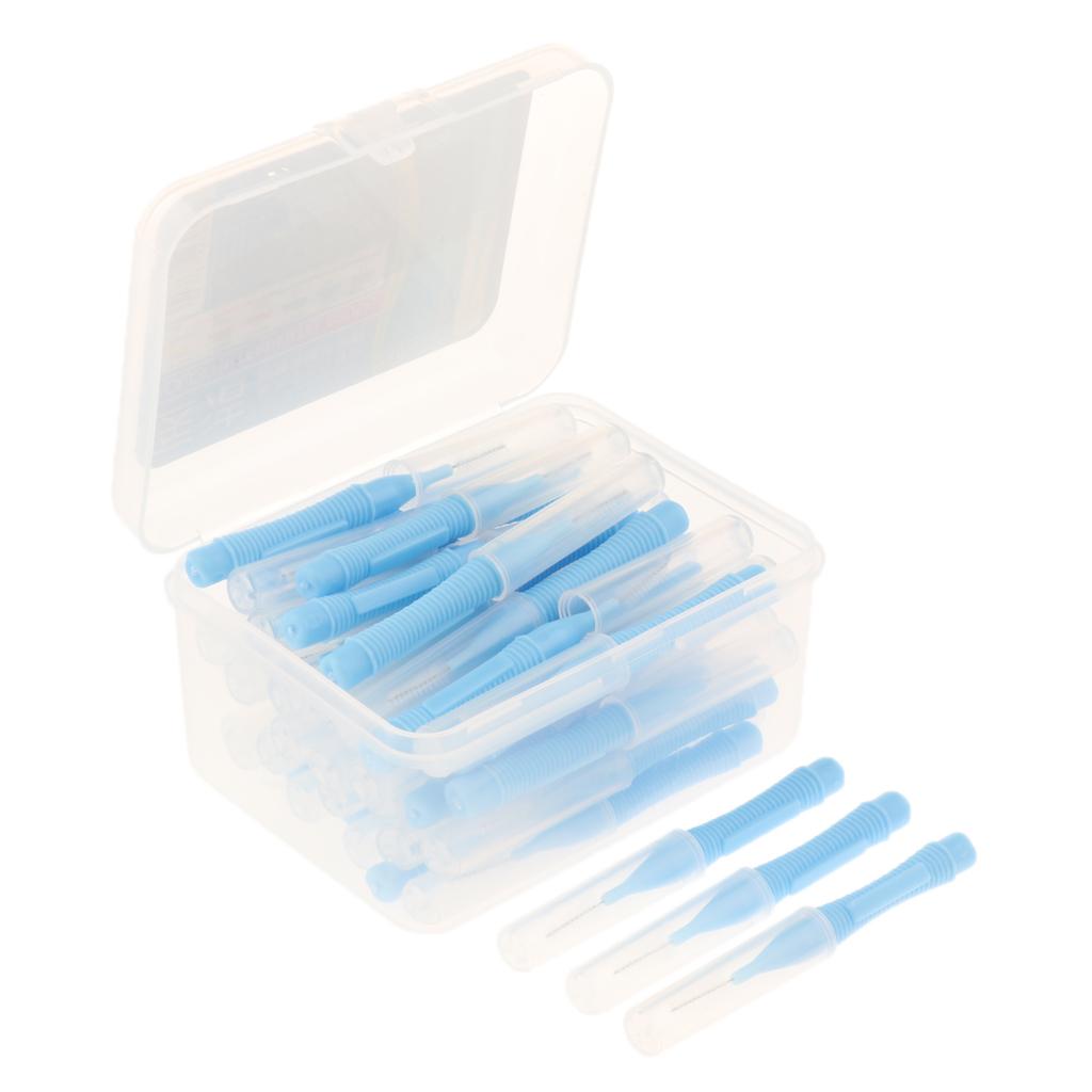 40 Pieces/ Box Dental Interdental Brush Tooth Pick Flosser Toothpick Sticks Blue 1mm