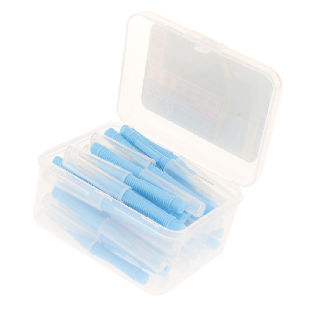 40 Pieces/ Box Dental Interdental Brush Tooth Pick Flosser Toothpick Sticks Blue 1mm