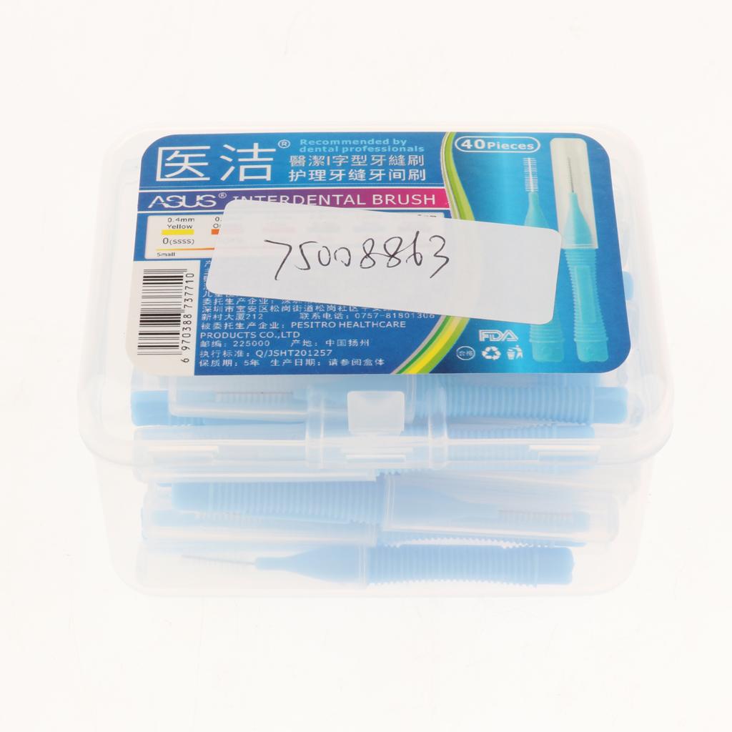 40 Pieces/ Box Dental Interdental Brush Tooth Pick Flosser Toothpick Sticks Blue 1mm